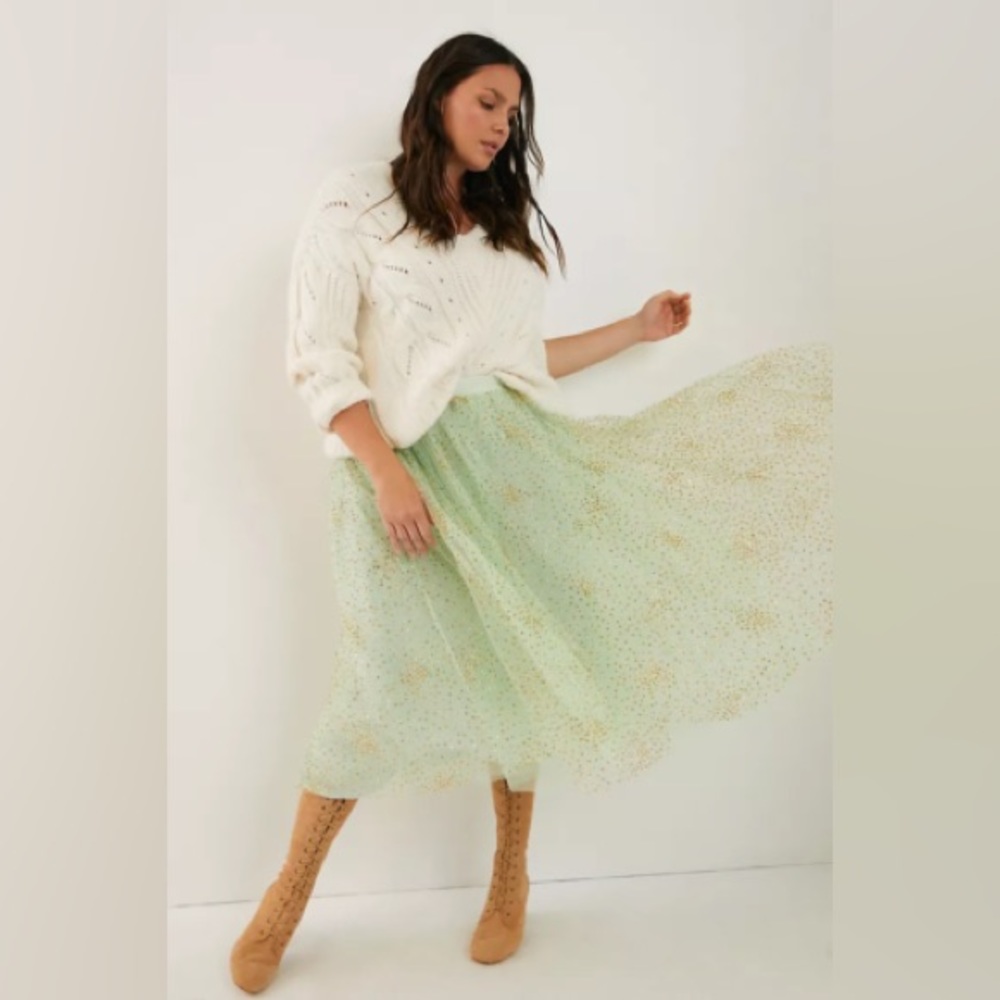 Anthropologie Sydney Shimmer Tulle Midi Skirt